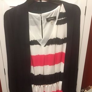 Nine West silky vneck dress with cardigan